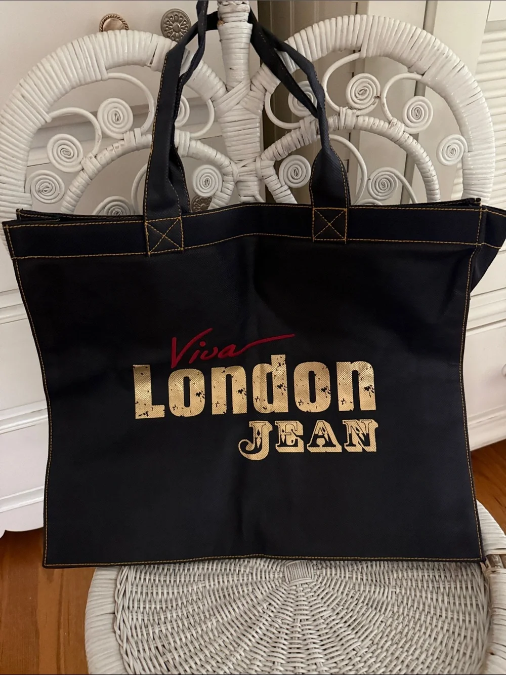 Viva London Jean Dark Blue Canvas Logo Tote